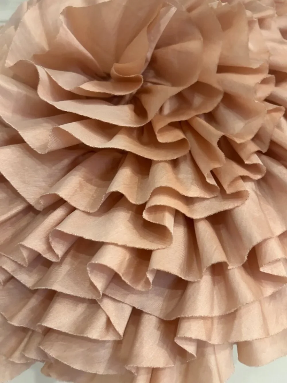 Pier 1 Pink Satin Ruffled Round Pillow 16 inches